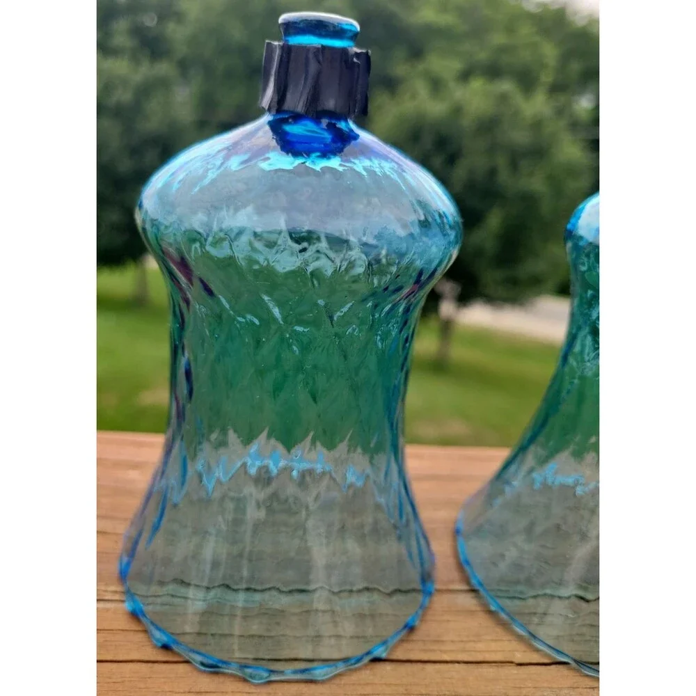 Vtg Homco Set of 2 Glass Votive Sconce Cup Candle Holder Peg Blue Cottagecore - Picture 2 of 7